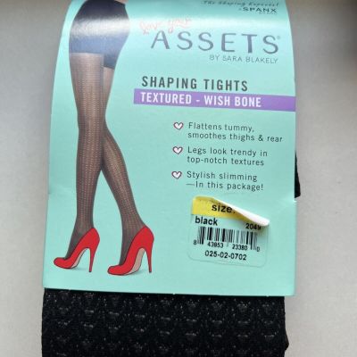 Spanx Assets by Sara Blakely Wishbone Shaping Tights Size 2 Black Textured New